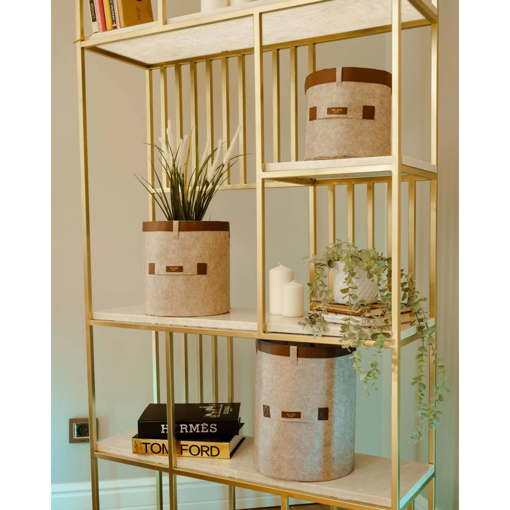 Deri Şeritli Yuvarlak Çok Amaçlı Düzenleyici Organizer Kutu Keçe Sepet (3lü Set) Deri Şeritli Yuvarlak Çok Amaçlı Düzenleyici Organizer Kutu Keçe Sepet (3lü Set)