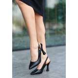 Siyah Cilt Topuklu Ayakkabı