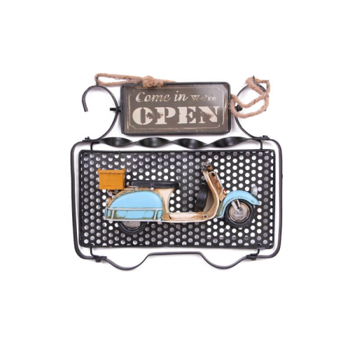 Vintage Tasarım Dekoratif Metal Kapı Yazısı Scooter Dekorlu Vintage Tasarım Dekoratif Metal Kapı Yazısı Scooter Dekorlu