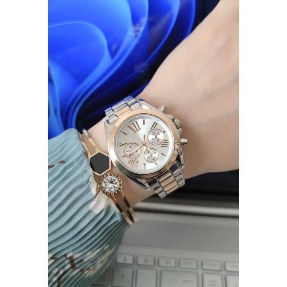 Zarif Ve Şık Özel Tasarım Roma Rakam Detaylı Metal Bayan Kol Saati (gümüş-rose) Zarif Ve Şık Özel Tasarım Roma Rakam Detaylı Metal Bayan Kol Saati (gümüş-rose)