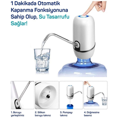 Yeni Nesil Dokunmatik Damacana Su Pompası Şarjlı 1200 Mah Yeni Nesil Dokunmatik Damacana Su Pompası Şarjlı 1200 Mah