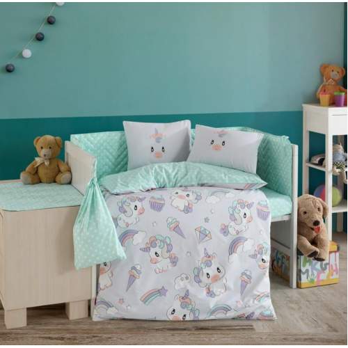 Mila Gri Poplin Bebek Nevresim Takımı Mila Gri Poplin Bebek Nevresim Takımı