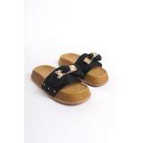 Lisinya948  Kalın ve Ortopedik Taban Ayıcıklı Saten Kadın Terlik KT Siyah