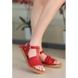 Kırmızı Deri Sandalet