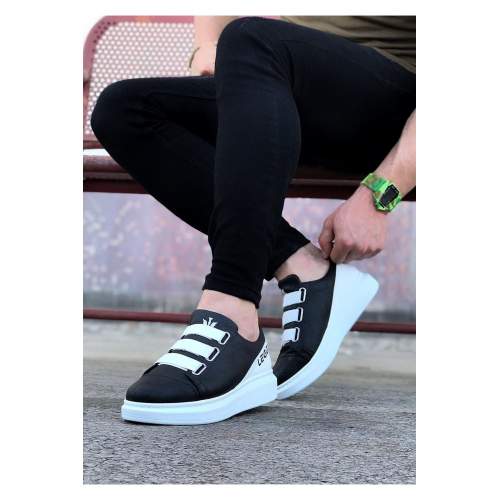 Siyah Beyaz Kalın Taban Casual Erkek Ayakkabı Siyah Beyaz Kalın Taban Casual Erkek Ayakkabı