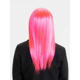 Şeker Pembesi Koyu Pembe Renk Uzun Düz Parti Peruğu