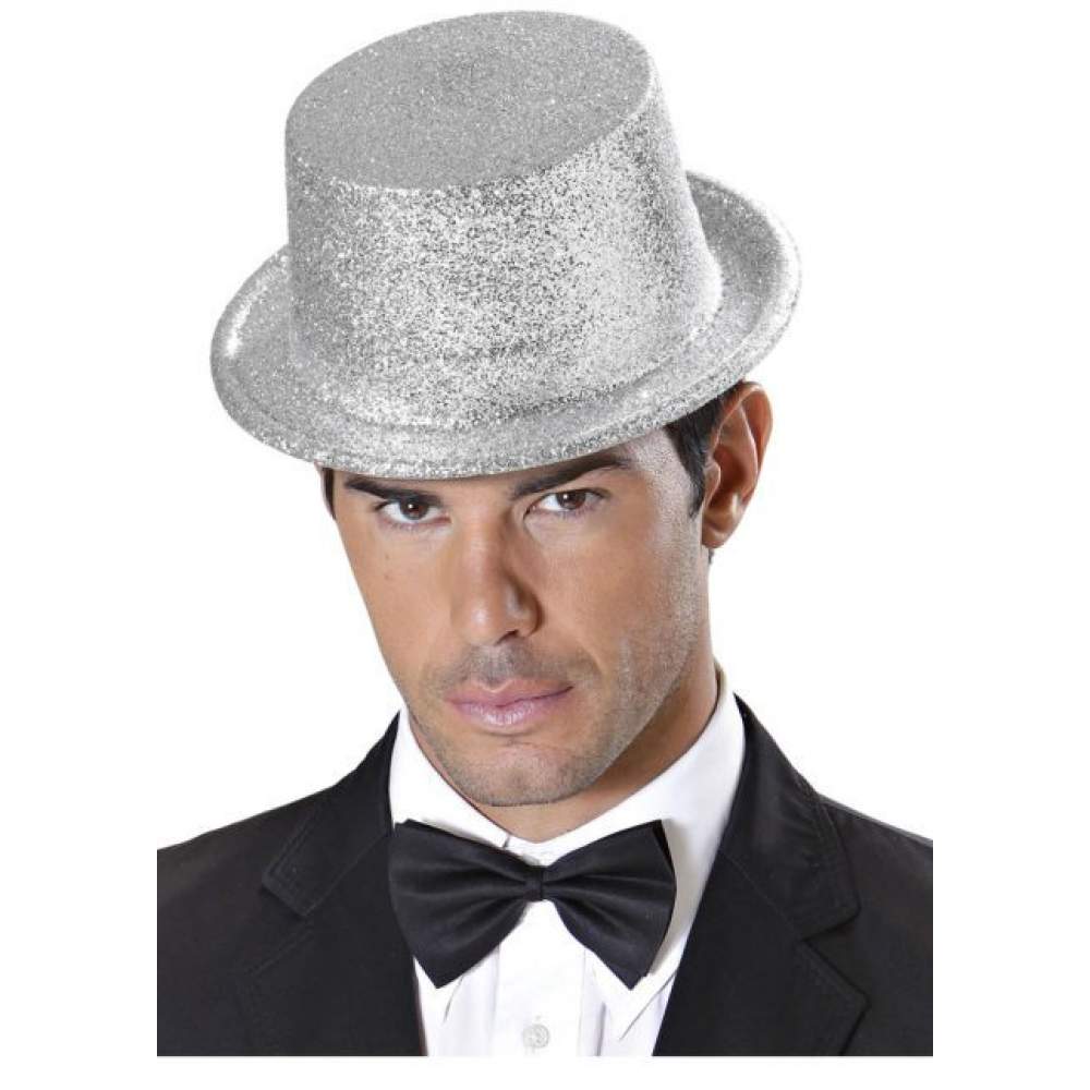 Gümüş Renk Uzun Plastik Simli Parti Şapkası