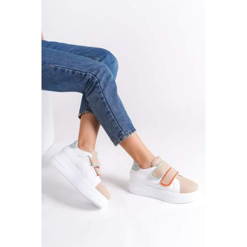 Lisinya948 Bağcıksız Cırt Cırtlı Ortopedik Taban Kadın Sneaker Ayakkabı BT Beyaz/Ten Lisinya948 Bağcıksız Cırt Cırtlı Ortopedik Taban Kadın Sneaker Ayakkabı BT Beyaz/Ten