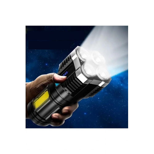 Ultra Parlak El Feneri Usb Şarj 4 Led+yan Cob Led Taktik Günlük Hayat Kamp Avcılık El Feneri Ultra Parlak El Feneri Usb Şarj 4 Led+yan Cob Led Taktik Günlük Hayat Kamp Avcılık El Feneri