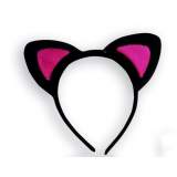 Sevimli Kedi Kulak Pofuduk Kedi Taç Siyah İçi Şeker Fuşya Renk 17x15 cm