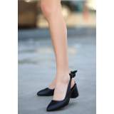 Siyah Cilt Topuklu Ayakkabı