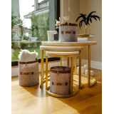 Deri Şeritli Yuvarlak Çok Amaçlı Düzenleyici Organizer Kutu Keçe Sepet (3lü Set) Deri Şeritli Yuvarlak Çok Amaçlı Düzenleyici Organizer Kutu Keçe Sepet (3lü Set)