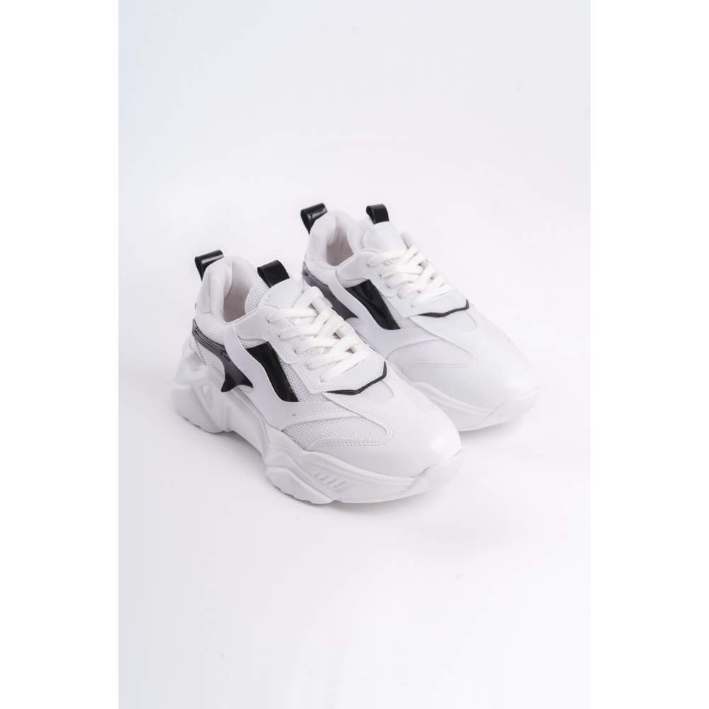 Lisinya948 Bağcıklı Ortopedik Taban Triko Detaylı Kadın Spor Ayakkabı BT Beyaz/Siyah Lisinya948 Bağcıklı Ortopedik Taban Triko Detaylı Kadın Spor Ayakkabı BT Beyaz/Siyah