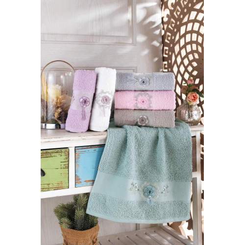 NH Liva Renkli Püsküllü Nakışlı 6lı havlu 50x90cm NH Liva Renkli Püsküllü Nakışlı 6lı havlu 50x90cm