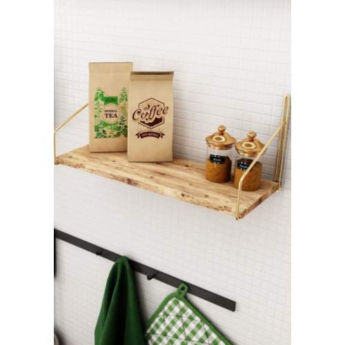 Duvara Sabitlenen Dekoratif İskandinav Raf Ahşap Raf Gold Duvara Sabitlenen Dekoratif İskandinav Raf Ahşap Raf Gold