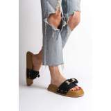 Lisinya948  Kalın ve Ortopedik Taban Ayıcıklı Saten Kadın Terlik KT Siyah