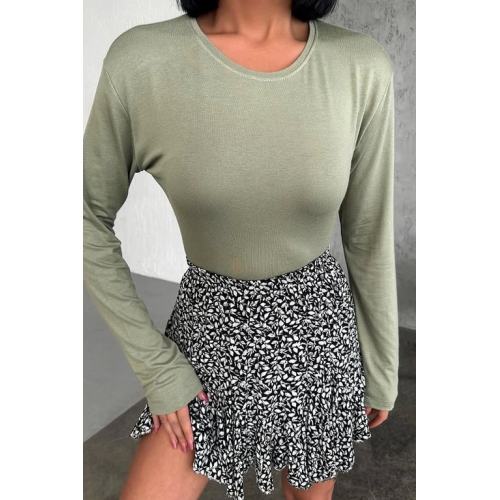 Rahat Ve Şık Uzun Kollu Bisiklet Yaka Likralı Viskon Penye Body Haki Rahat Ve Şık Uzun Kollu Bisiklet Yaka Likralı Viskon Penye Body Haki