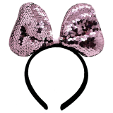 Renk Değiştiren Pullu Payetli Fiyonk Parti Tacı Pembe Gümüş Renk 20x16 cm