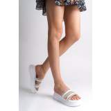 Lisinya948 Düz Topuklu Şeritli Taşlı Kalın ve Ortopedik Taban Kadın Terlik BT Beyaz Lisinya948 Düz Topuklu Şeritli Taşlı Kalın ve Ortopedik Taban Kadın Terlik BT Beyaz