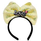 Led Işıklı 3 Farklı Fonksiyonda Yanan Gümüş Love Yazılı Sarı Fiyonk Taç 20X17 cm