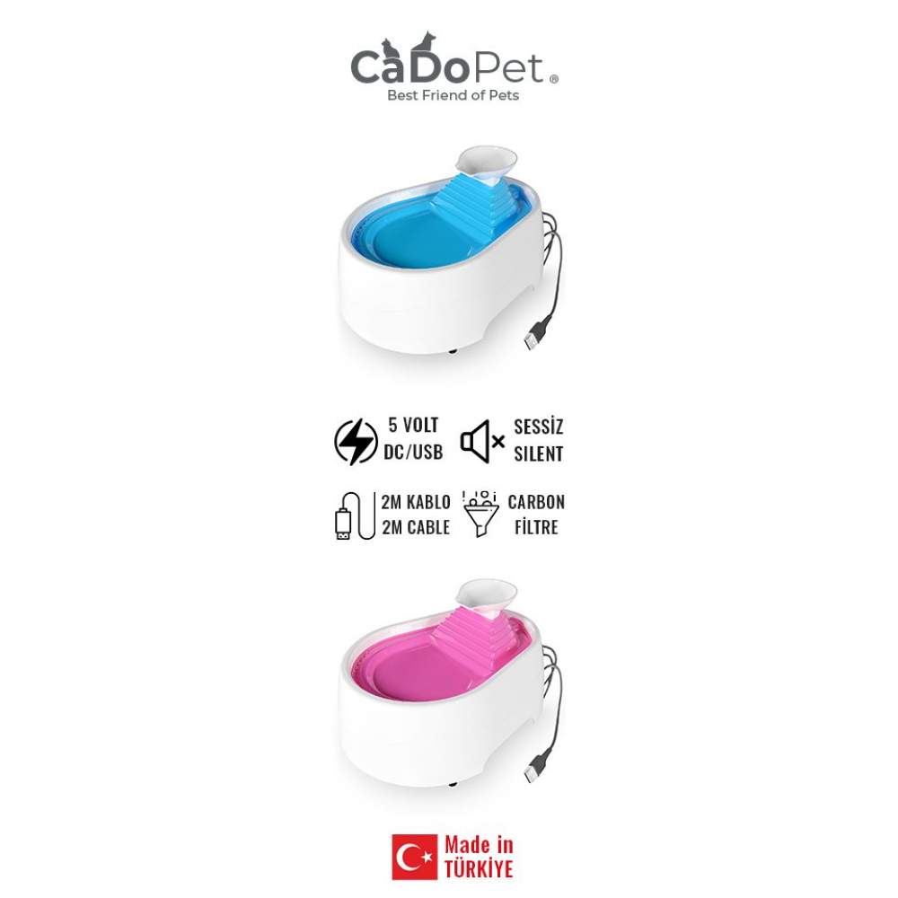 Kedi Köpek Su Pınarı Şelale 2 Litre - 5 volt ( usb'li ) Mavi