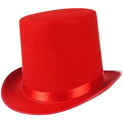 Yetişkinler İçin Kırmızı Renk Ringmaster Sihirbaz Şapkası Fötr Şapka 15 cm Yetişkinler İçin Kırmızı Renk Ringmaster Sihirbaz Şapkası Fötr Şapka 15 cm