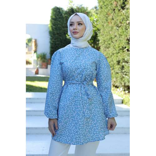 Desenli Tunik Mavi Desenli Tunik Mavi