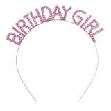 Pembe Renk Kristal Taşlı Parlak Birthday Girl Yazılı Taç 16x17 cm