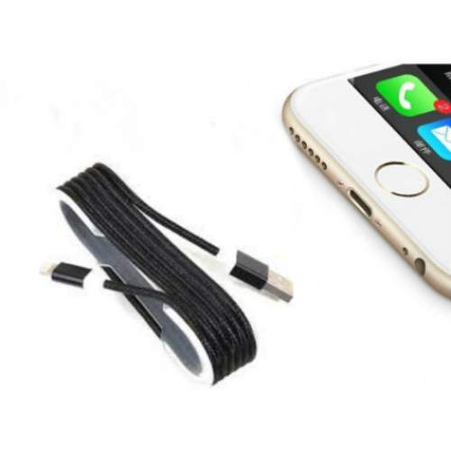iPhone Örgü Şeklinde Renkli Çelik Şarj Data Kablosu - Siyah iPhone Örgü Şeklinde Renkli Çelik Şarj Data Kablosu - Siyah