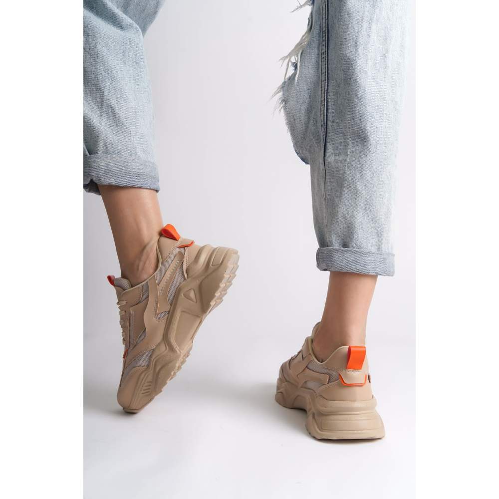 Lisinya948 Bağcıklı Ortopedik Taban Triko Detaylı Kadın Spor Ayakkabı TT Ten/Turuncu Lisinya948 Bağcıklı Ortopedik Taban Triko Detaylı Kadın Spor Ayakkabı TT Ten/Turuncu