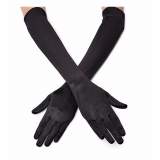 Siyah Renk Likralı Dirseğe Kadar Uzun Kumaş Eldiven 40 cm