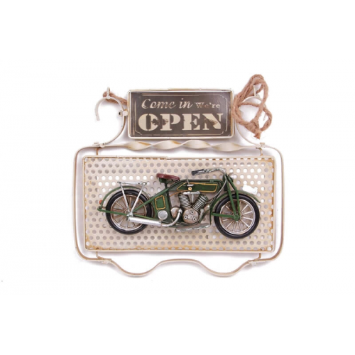 Vintage Tasarım Dekoratif Metal Kapı Yazısı Motosiklet Dekorlu Vintage Tasarım Dekoratif Metal Kapı Yazısı Motosiklet Dekorlu