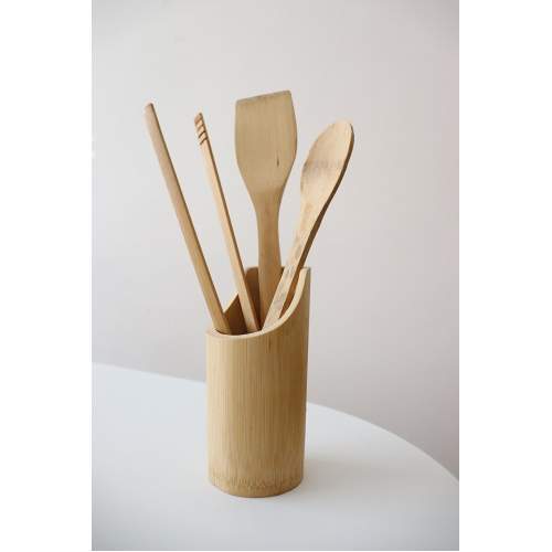 Standlı Bambu Kaşık Seti 4 Parça - Maşa - Kaşık - Spatula Standlı Bambu Kaşık Seti 4 Parça - Maşa - Kaşık - Spatula