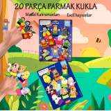 2 Set - 20 Parça  Masal Kahramanları ve Evcil Hayvanlar Parmak Kukla