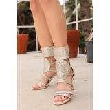 Ten Saten Boncuk İşlemeli Bootie