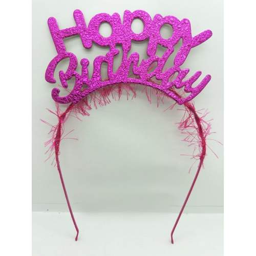 Happy Birthday İtalik Yazılı Fuşya Renk Metal Doğum Günü Tacı Happy Birthday İtalik Yazılı Fuşya Renk Metal Doğum Günü Tacı