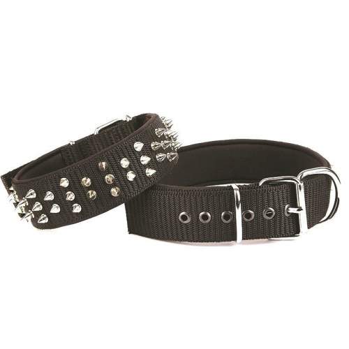 El Yapımı Çivili Köpek Boyun Tasması 5x55-65cm Siyah