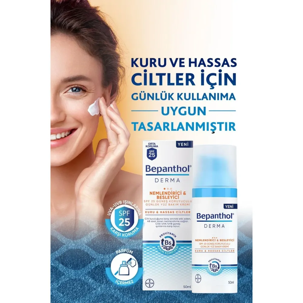 Bepanthol Derma Nemlendirici Ve Besleyici Yüz Bakım Kremi Kuru Ve Hassas Ciltler