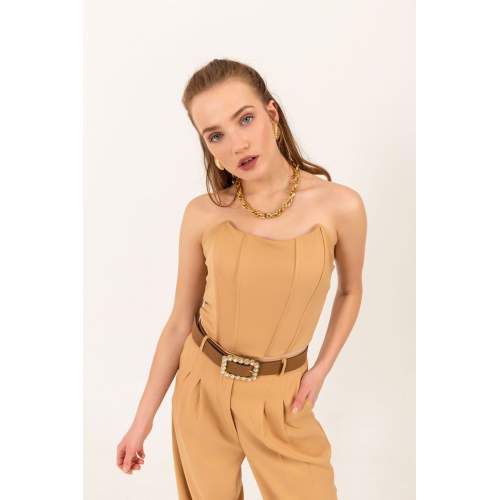 KAKTÜS Atlas Kumaş Straplez Yaka Kadın Crop-Bisküvi SDZLYKuMjshQ KAKTÜS Atlas Kumaş Straplez Yaka Kadın Crop-Bisküvi SDZLYKuMjshQ